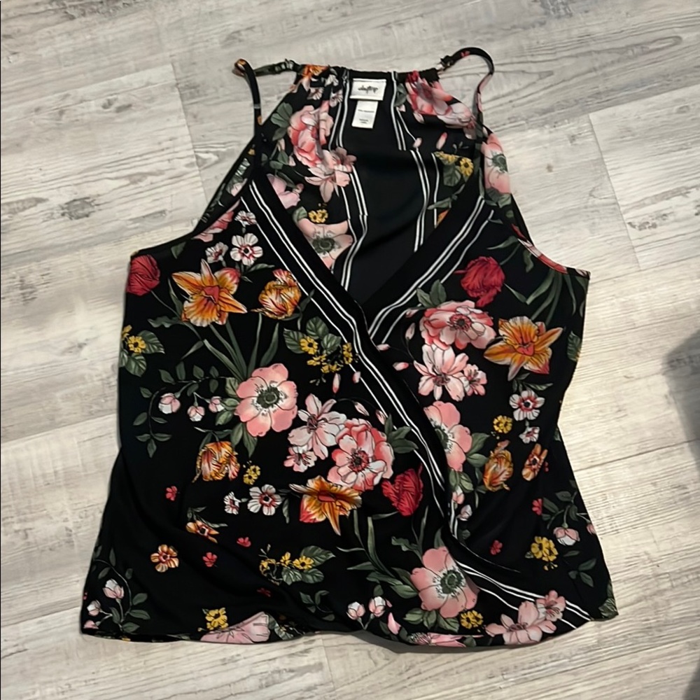 Floral Black Sleeveless Top
